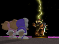 Giga Bowser transforming in front of the Ice Climbers in Super Smash Bros. Melee
