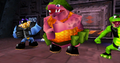 Klump speaking to King K. Rool about the capture of the Kongs.
