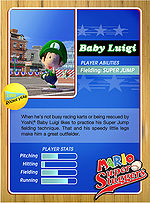 Level 1 Baby Luigi card from the Mario Super Sluggers card game