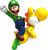 Luigi and a Yellow Yoshi from New Super Mario Bros. Wii.