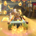 Pink Gold Peach performing a trick. Mario Kart 8.
