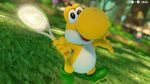 Yellow Yoshi's entrance pose