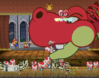 Mario fighting Hooktail