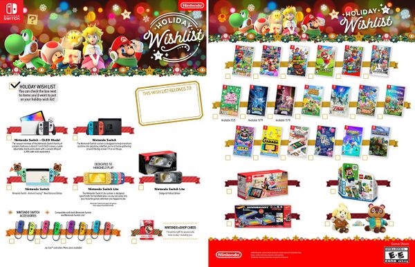 Printable holiday Nintendo Switch game wish list