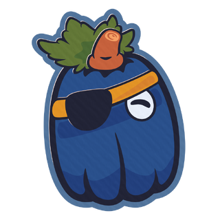 My OC Peter the Blue Pumpkin, drawn in the style of the Paper Mario games!