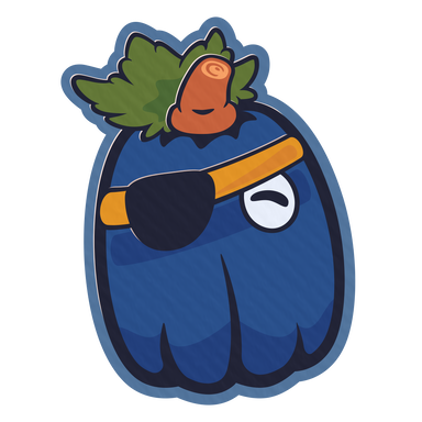 My OC Peter the Blue Pumpkin, drawn in the style of the Paper Mario games!
