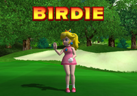 Peach, getting a Birdie in Mario Golf: Toadstool Tour