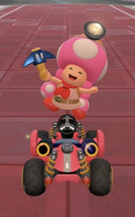 Toadette (Explorer) performing a trick.