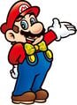 Mario presenting with a bowtie on