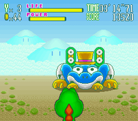 Screenshot of Morton Koopa Jr. inside his Mech from Yoshi's Safari