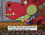 Mario prepares to swing his hammer at Hooktail