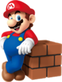 Mario leaning on brick