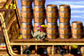 Rambi charging at a wall to enter the second Bonus Level