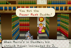 Obtaining the Power Rush badge in Peach's Castle