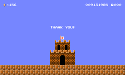 Screenshot of the end of the credits in Super Mario Maker for Nintendo 3DS, showing a "Thank you!" message