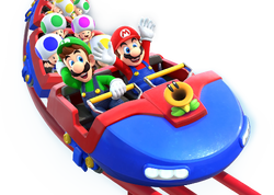 Group artwork of the Carnival Coaster mode from  Super Mario Party Jamboree – Nintendo Switch 2 Edition + Jamboree TV