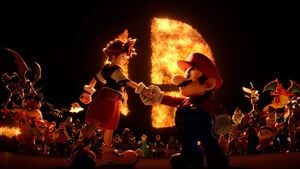 Sora and Mario shaking hands in the former's reveal trailer for Super Smash Bros. Ultimate