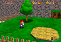 The starting area in Super Mario 64