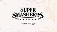 Title card for the World of Light mode for Super Smash Bros. Ultimate; Galeem is visible to the right.