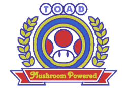 Toad Mushroom Powered logo from Mario Kart Stadium