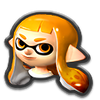 Female Inkling's head icon in Mario Kart 8 Deluxe.