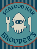 A sign of Blooper's Seafood Bar in Mario Kart 8 Deluxe