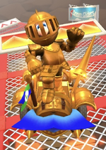 Luigi (Gold Knight) performing a trick.