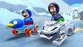 Penguin Luigi drifting in the White Snow Skimmer on DS DK Pass R/T