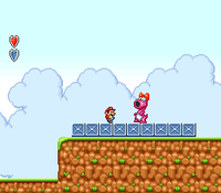 Mario fighting Birdo in the Super Mario All-Stars version of Super Mario Bros. 2.