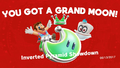 Mario after collecting a "Grand Moon" in the mission "Inverted Pyramid Showdown"