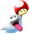 Artwork of Boo with a Dash Mushroom, from Mario Party: Island Tour.