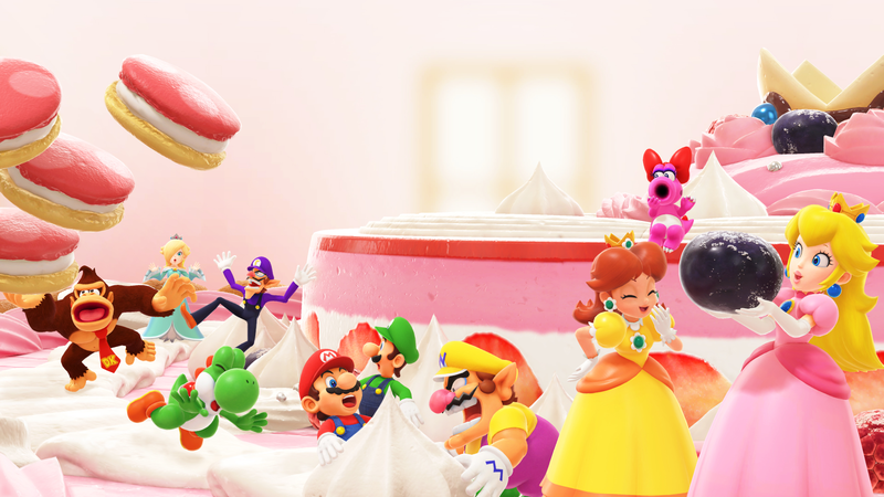 File:MPS Peach's Birthday Cake Title Screen.png