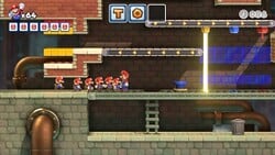 Screenshot of Twilight City level 8-mm from the Nintendo Switch version of Mario vs. Donkey Kong