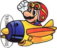 Artwork of Mario piloting the Sky Pop from Super Mario Land