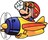 Artwork of Mario piloting the Sky Pop from Super Mario Land