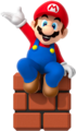 Mario sitting on a Brick Block