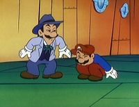 Mario and Luigi in the The Super Mario Bros. Super Show! episode Rolling Down the River.