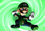 Luigi doing a Super Strike.