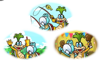 Screenshot of the cutscene before the Adrift and Alone quest, showing three scenes of Iggy and Kuzzle in the Bowser Jr.'s Journey mode of Mario & Luigi: Bowser's Inside Story + Bowser Jr.'s Journey.