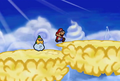Mario makes his rounds above the clouds.