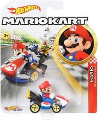 Hot Wheels diecast of Mario on the Standard Kart with Standard tires.