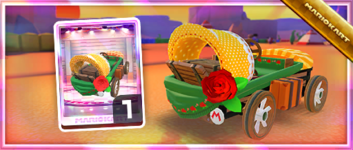 The Desert Rose Wagon from the Spotlight Shop in the Pipe Tour in Mario Kart Tour