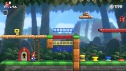 Screenshot of Donkey Kong Jungle level 2-4 from the Nintendo Switch version of Mario vs. Donkey Kong