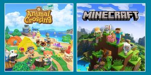 Image presented with the "Simulation games" result in Online Quiz: What kind of gamer are you?, showing Animal Crossing: New Horizons and Minecraft