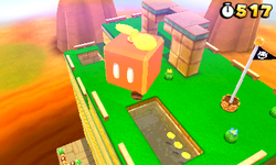 Screenshot of Mario using the Propeller Box in Super Mario 3D Land.