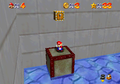 Mario stands on a box