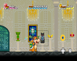 Bowser using Fleep to uncover the King Croacus IV Super Card in Floro Caverns of Chapter 5-4 of Super Paper Mario.
