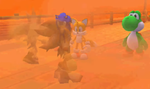 Yoshi, Sonic, and Tails are confronted by Fog Imposters