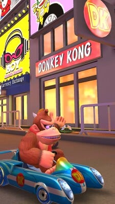 New York Minute R or New York Minute 4R: Donkey Kong stretching his arm out toward a sign with his name