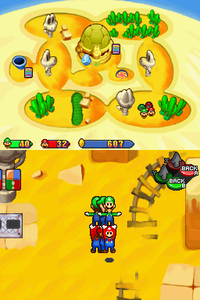 Mario and Luigi Spin Jumping in the Gritzy Desert